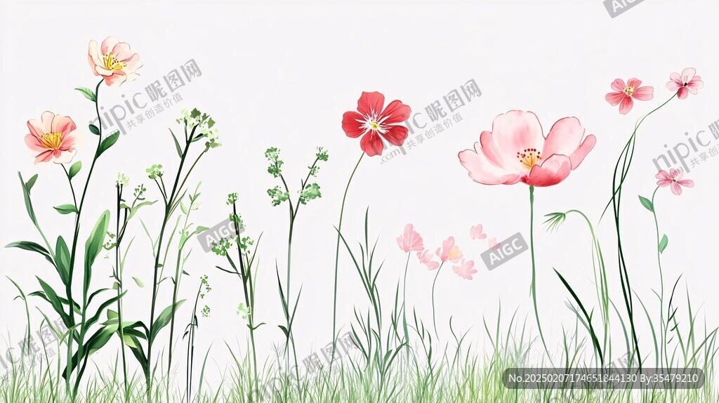 手繪花草壁畫(huà)