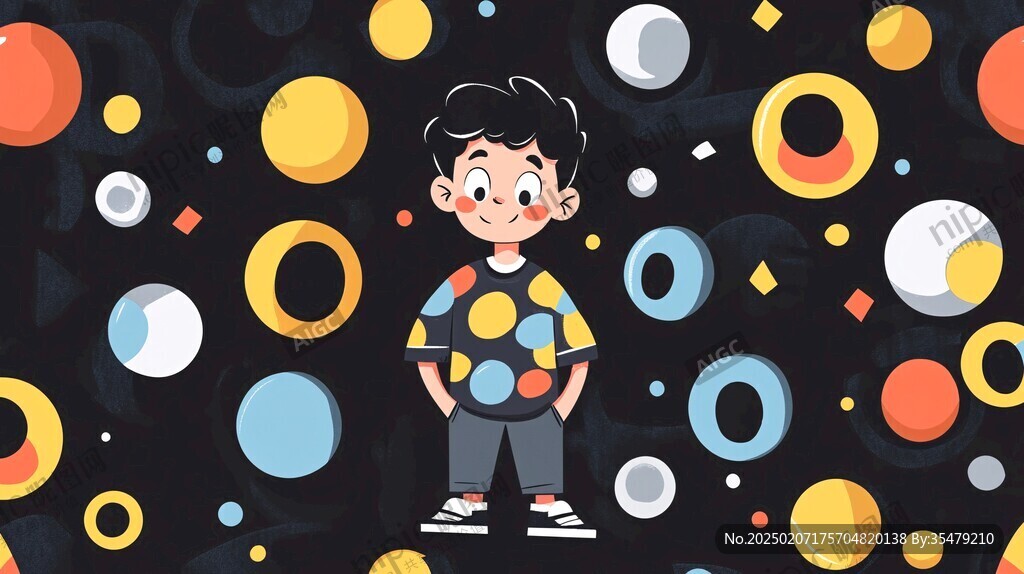 卡通男孩扁平插畫