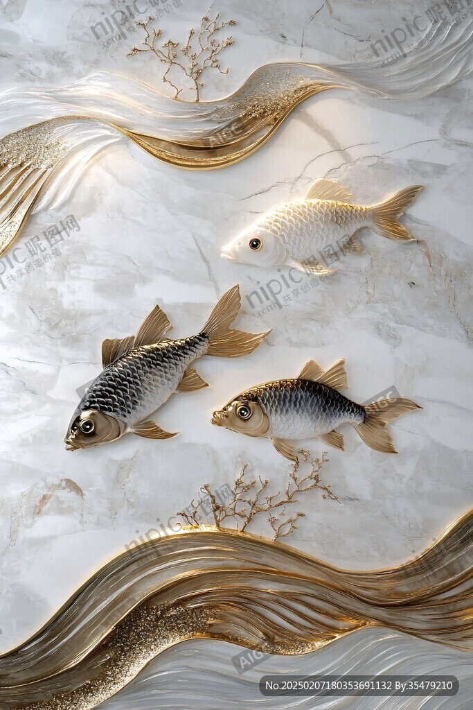 3d浮雕金魚鯉魚