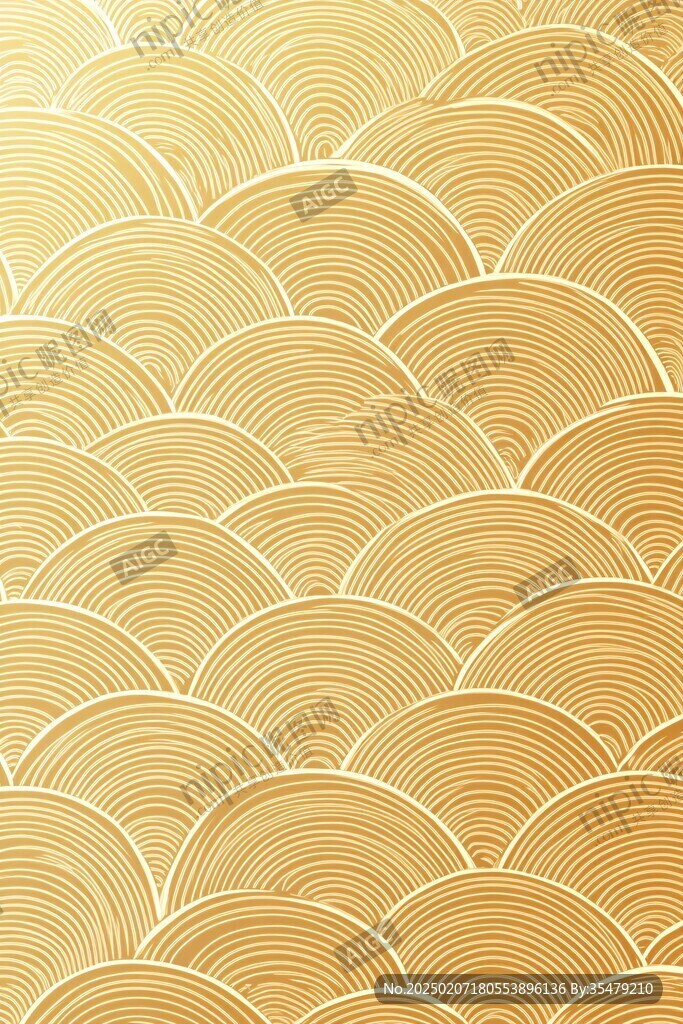 金色浮雕波浪紋