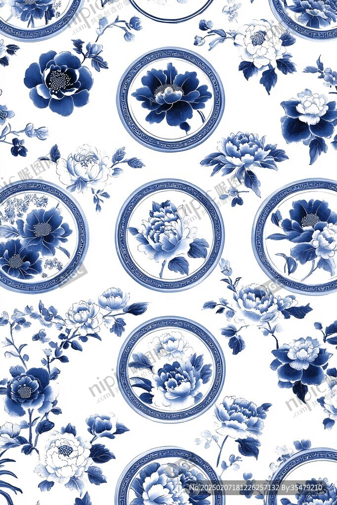 法式花卉四方連續(xù)圖