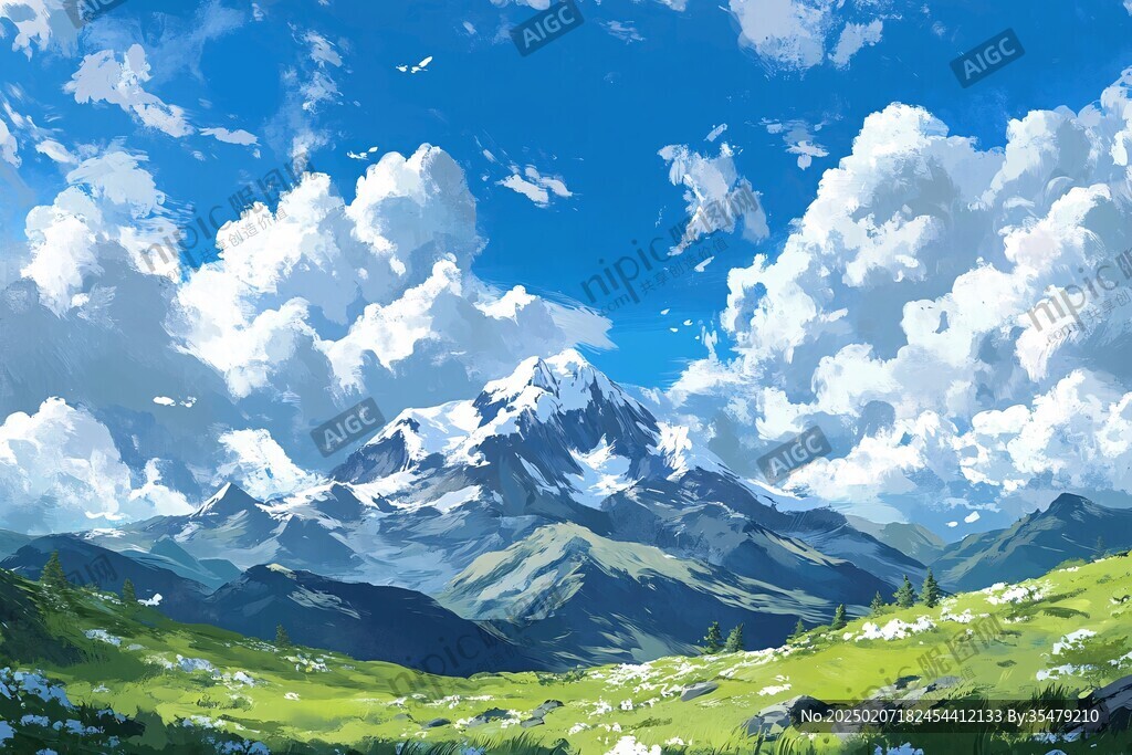 插畫圖山插畫