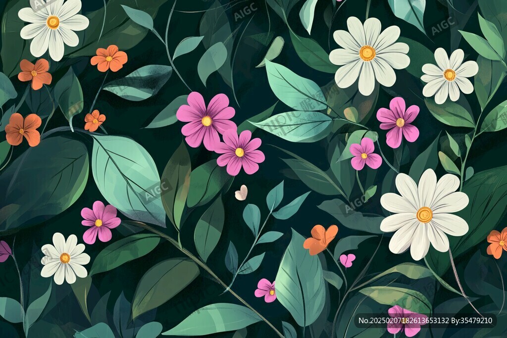 植物背景扁平插畫