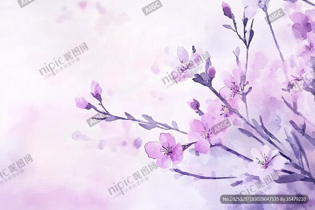桃花水彩畫(huà)