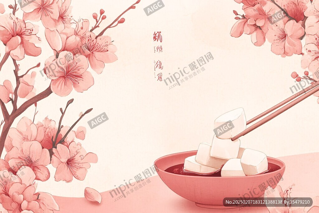 湯圓包裝插畫