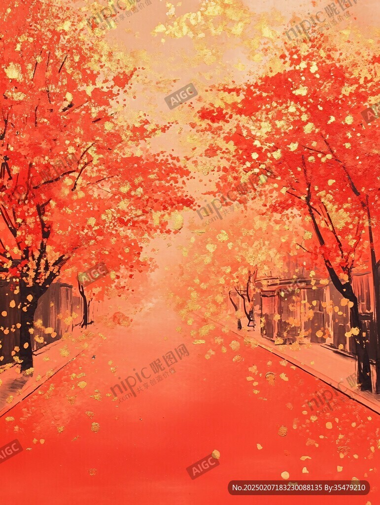 唯美紅葉插畫