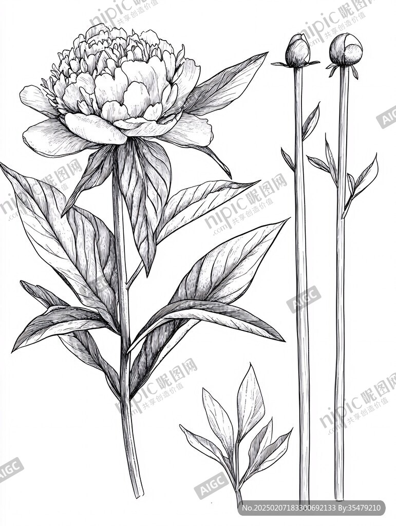 芍藥手繪稿
