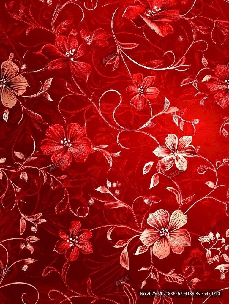 尊貴奢華紅色花紋