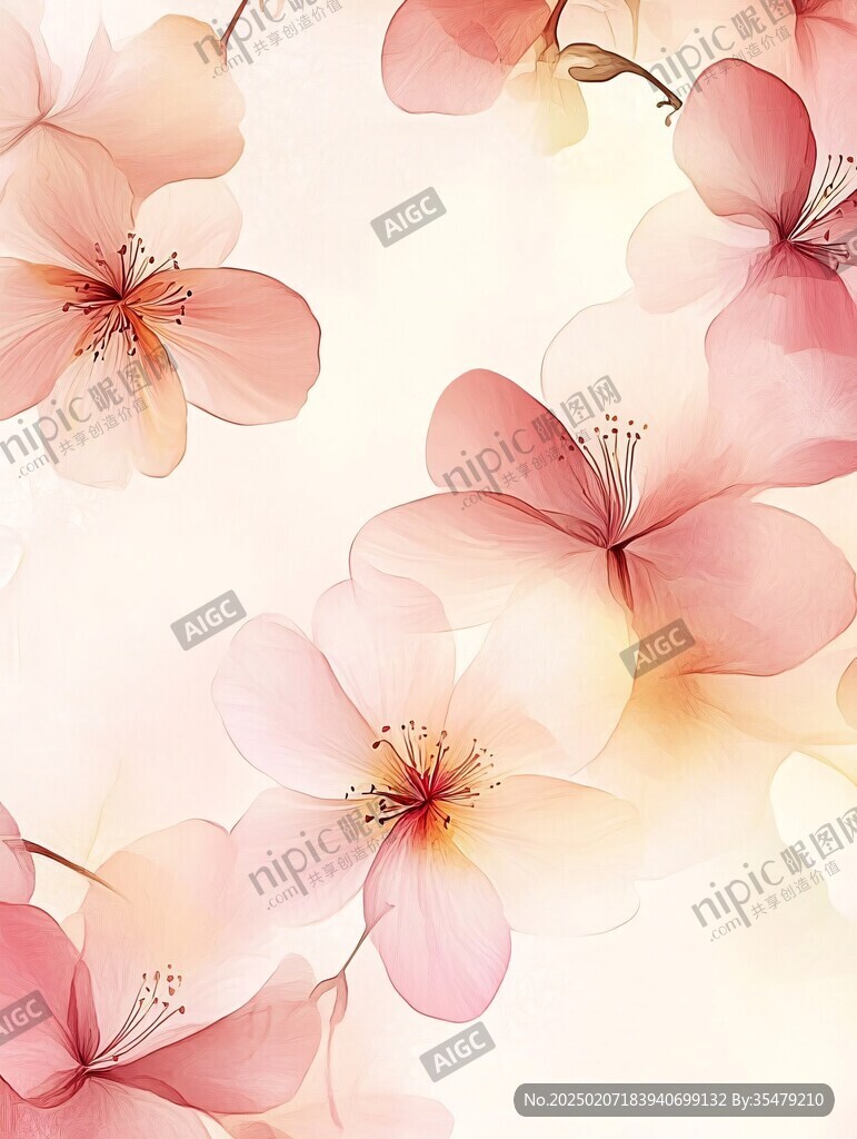 花瓣手繪桃花