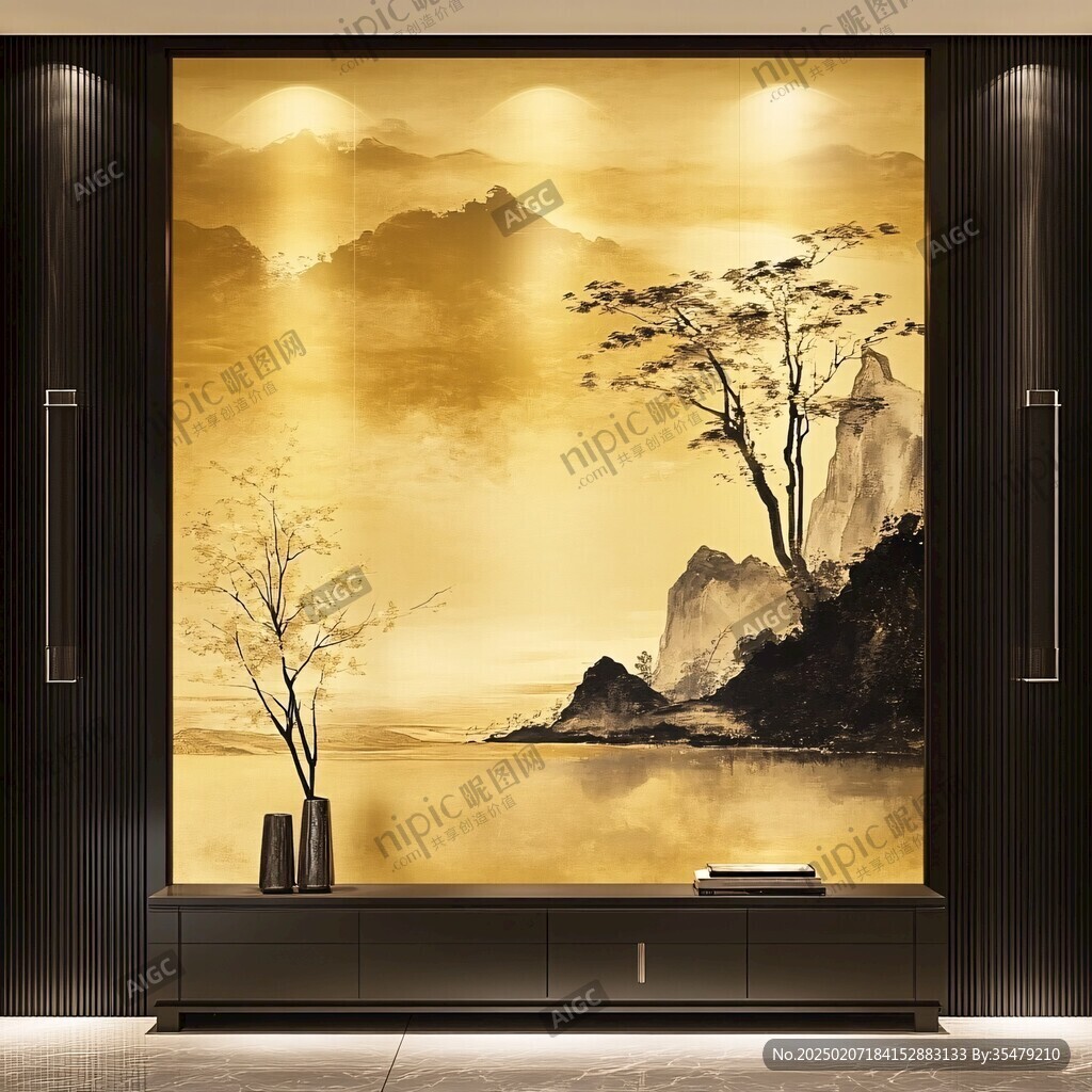 金色山水壁畫