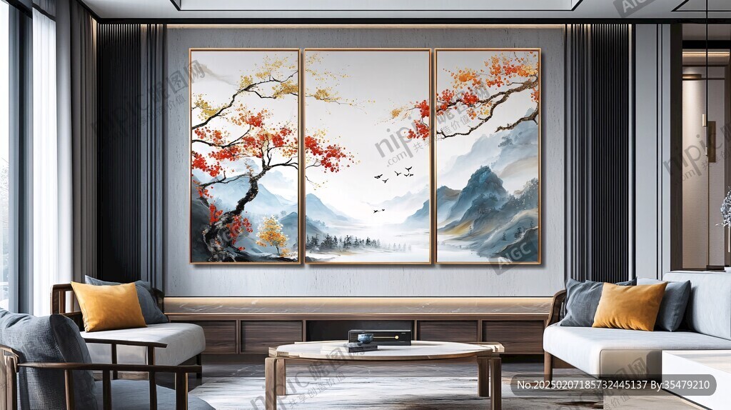 紅葉掛畫壁畫墻紙