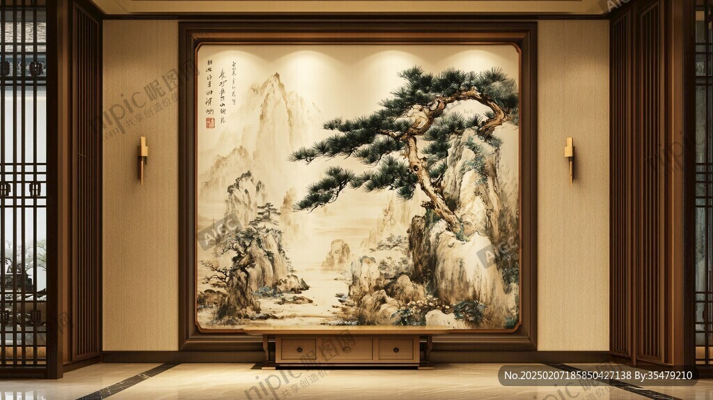 迎客松酒店客廳背景
