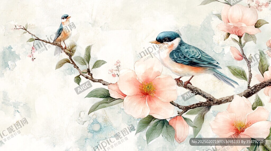 唯美花鳥背景