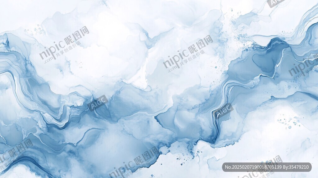 藍色水墨抽象背景畫