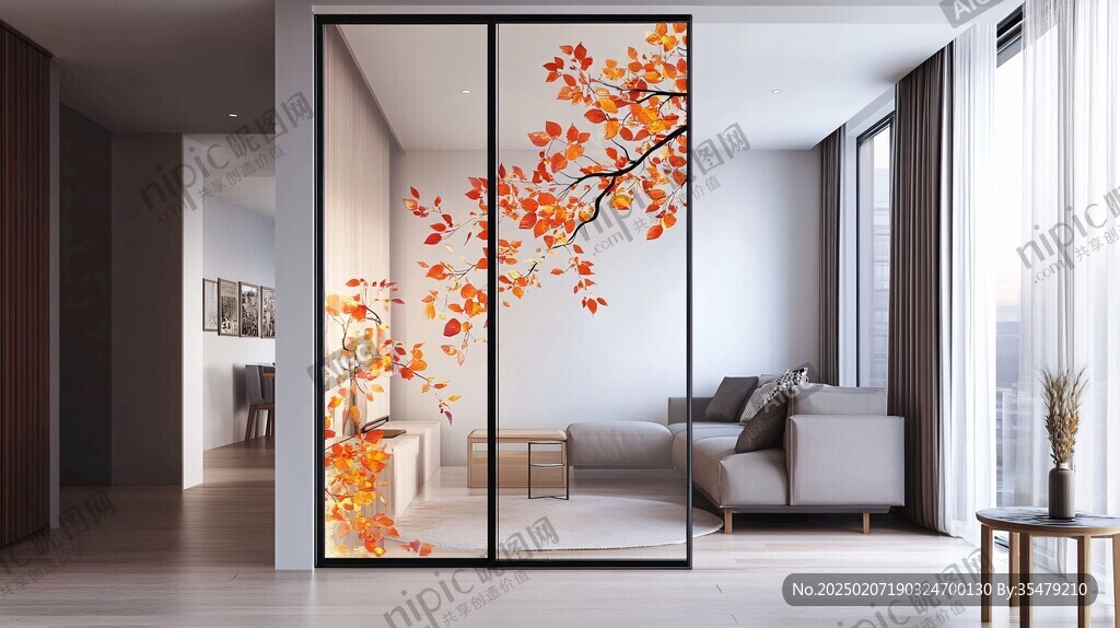 新中式紅葉屏風(fēng)