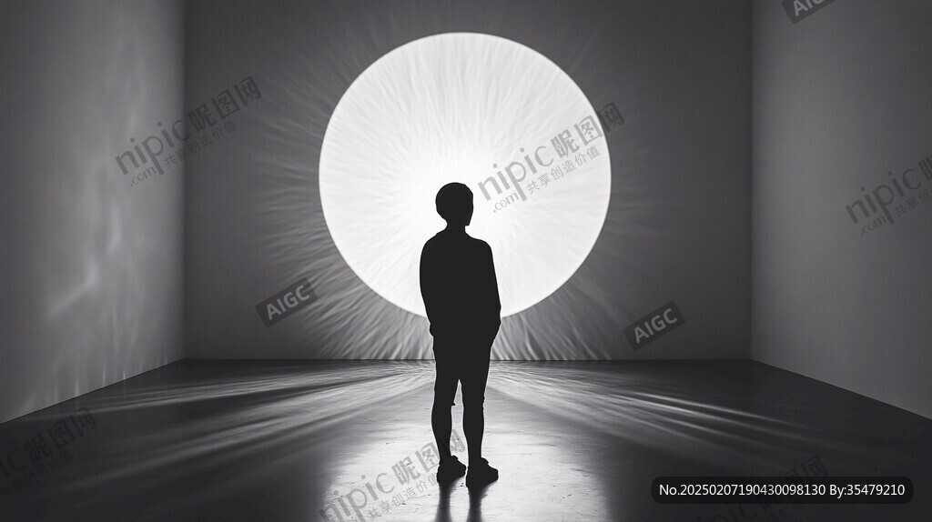 太陽光下人的投影