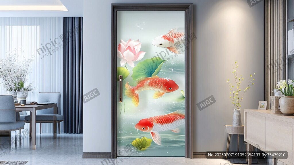 推拉門荷花