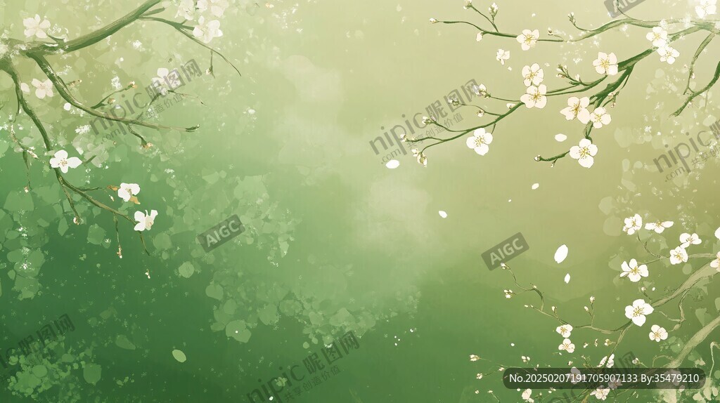 杏花綠底圖
