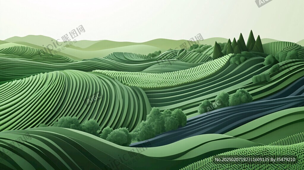茶園風(fēng)光插畫