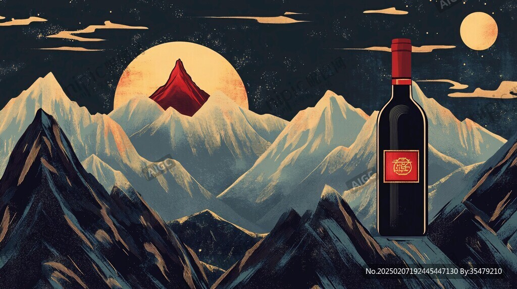 紅酒包裝插畫
