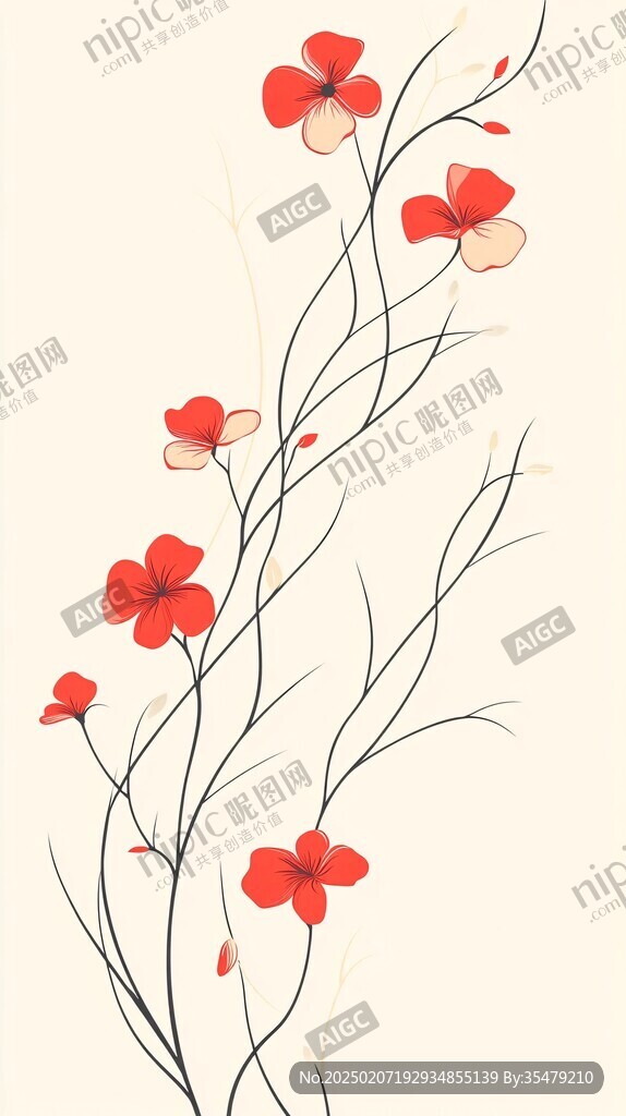 簡(jiǎn)約藤條花朵