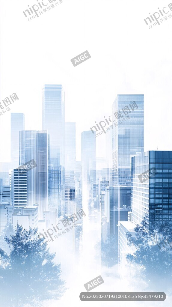 藍色質(zhì)感漸變城市