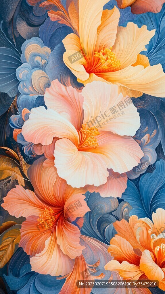 3d浮雕繽紛花卉
