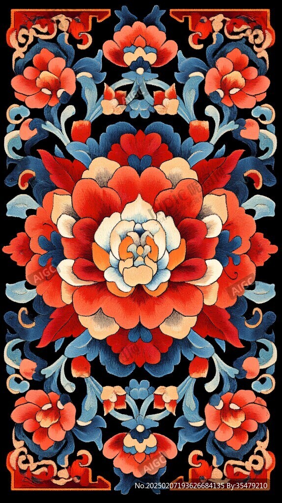 紅藍(lán)中式雕花