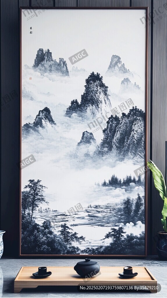 禪意山水掛畫框畫