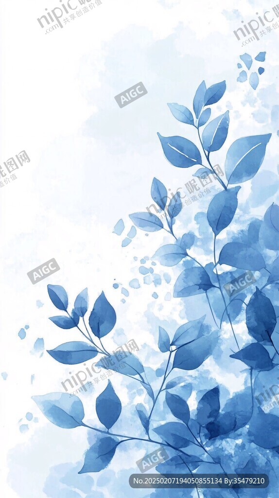 藍色樹葉裝飾畫