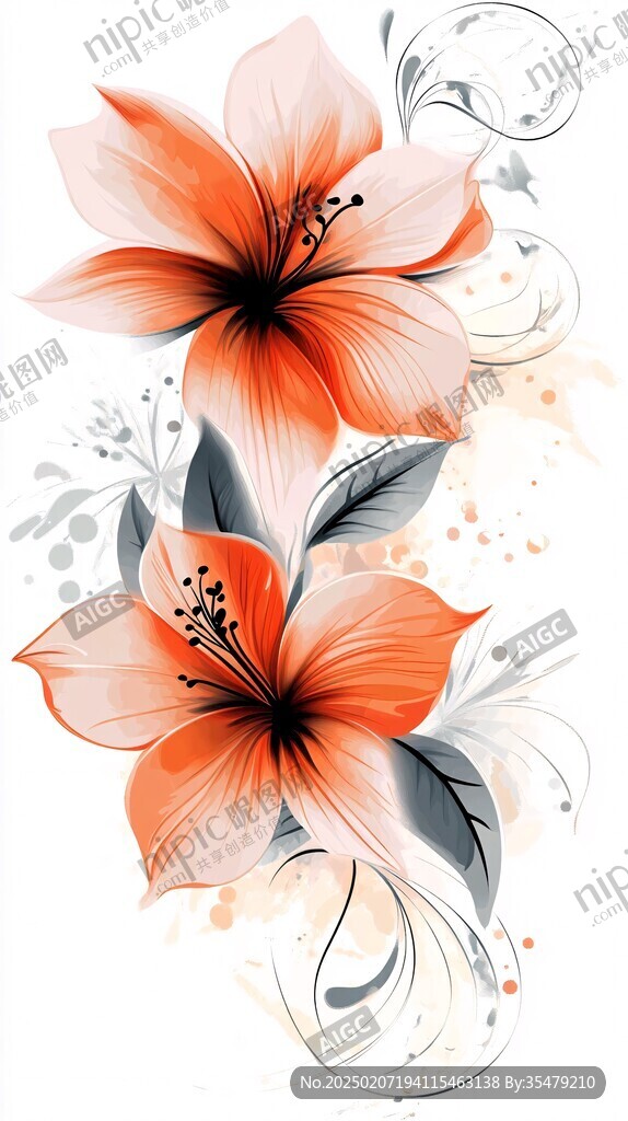 抽象花移門圖