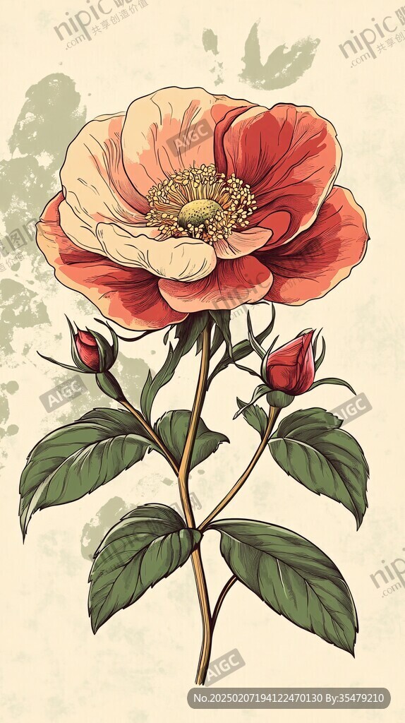插畫月季花