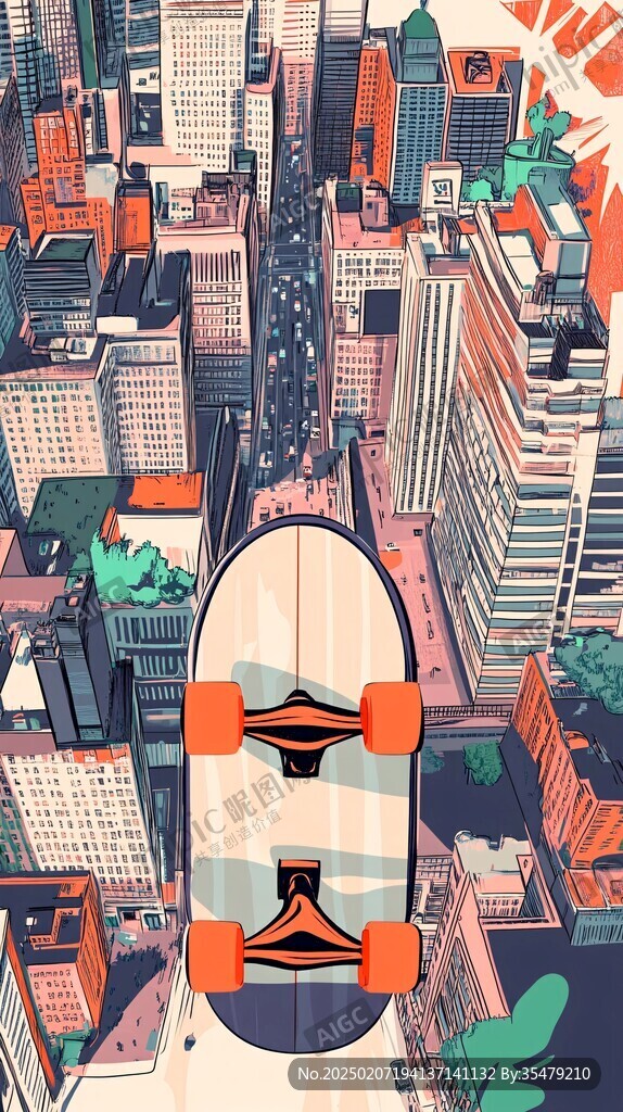 滑板插畫廣告