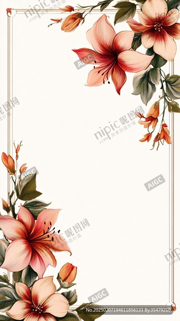 底紋邊框唯美花朵
