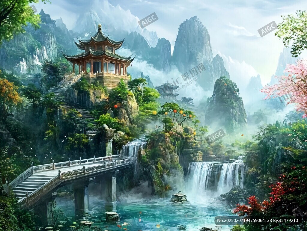 古風山水場景