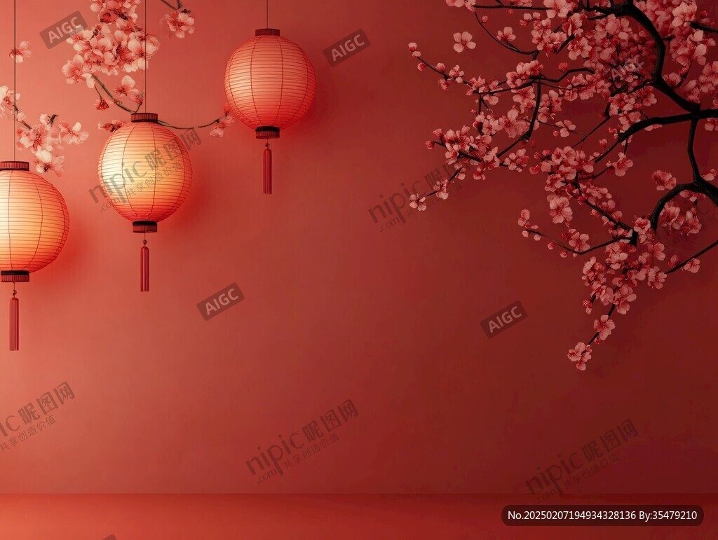 燈籠梅花背景圖