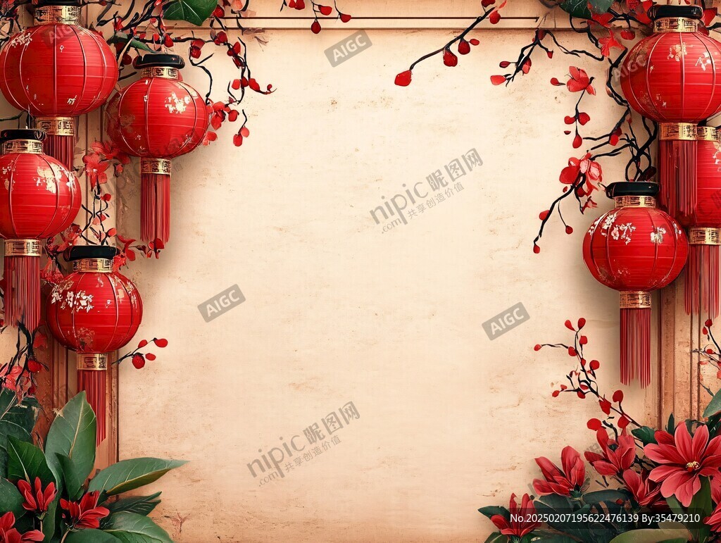 燈籠梅花背景圖