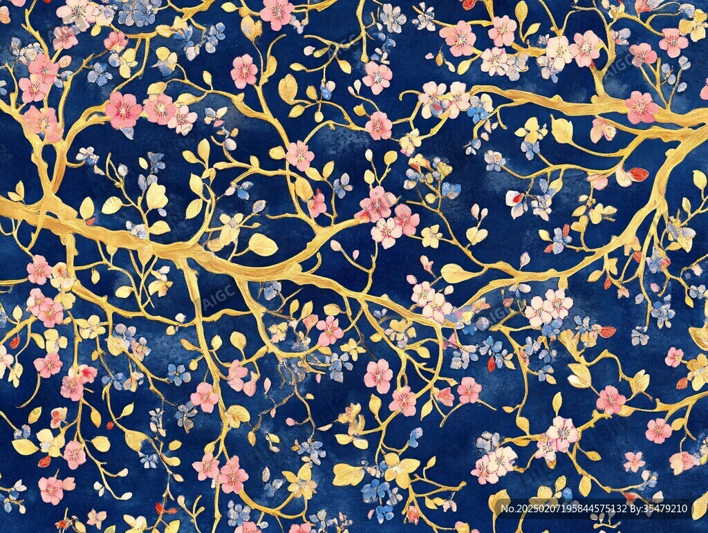 深藍(lán)底碎花