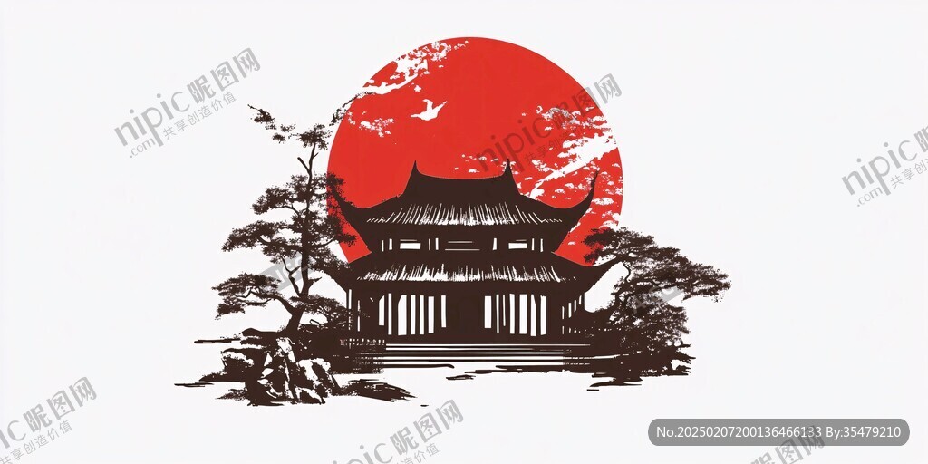 毫州建筑插畫剪影