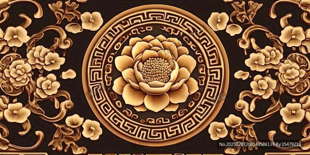 金色牡丹花紋