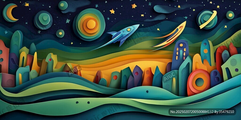 創(chuàng)意彩色繽紛宇宙插畫