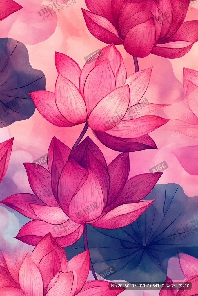 蓮花插畫啊