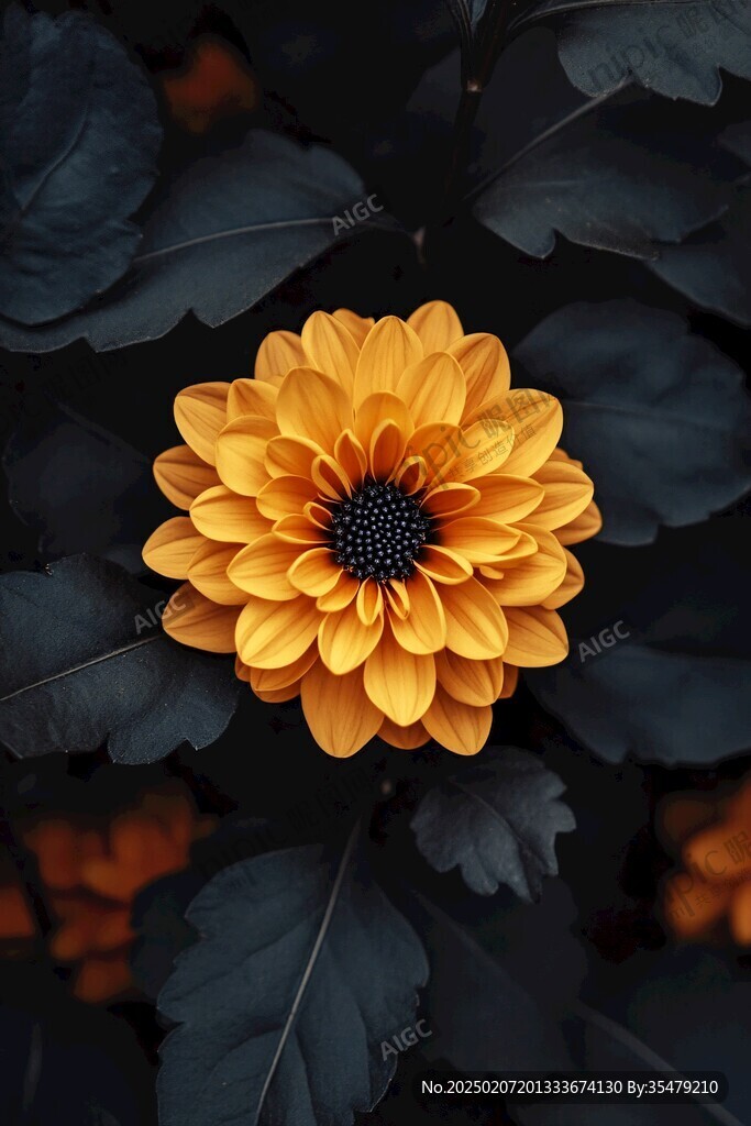 花卉橘黃色