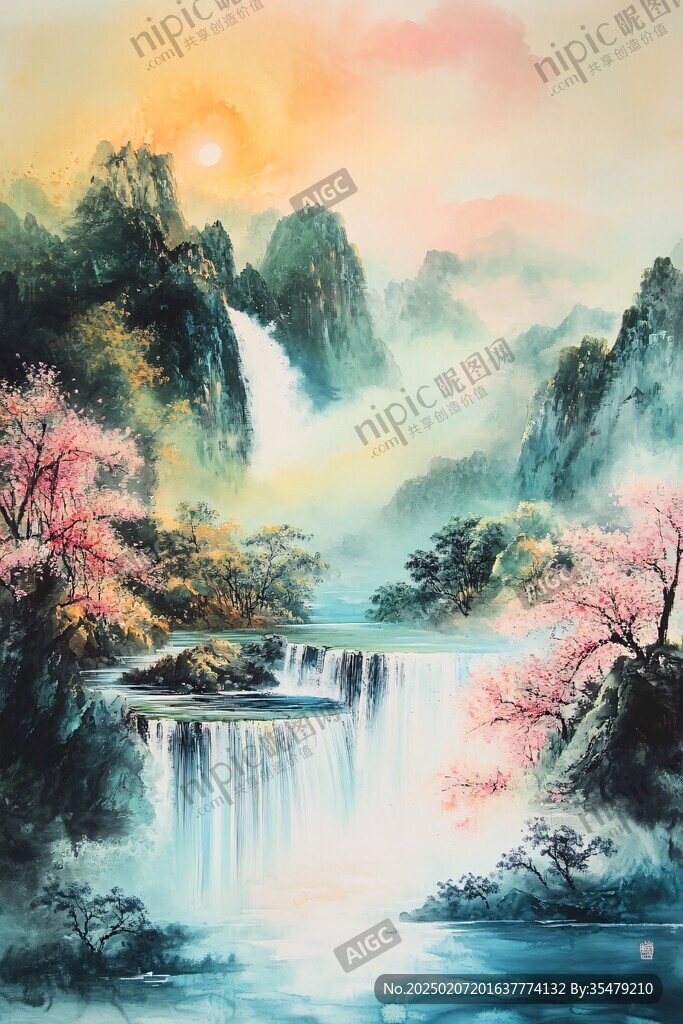 油畫中式山水