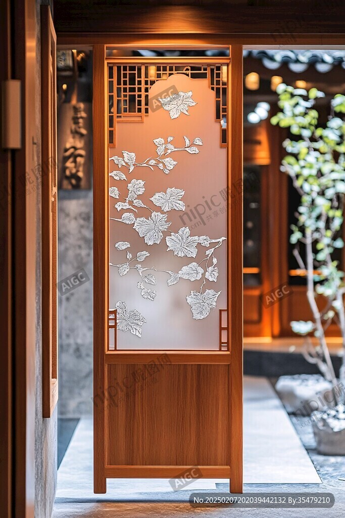 中式木框玻璃門