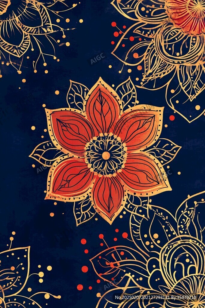 深色底花稿