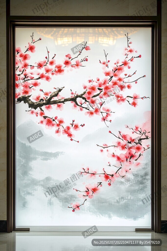 桃花掛畫