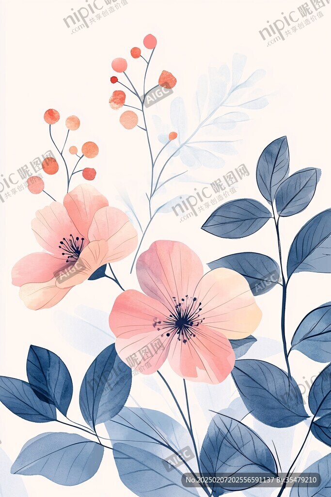 花朵樹枝插畫