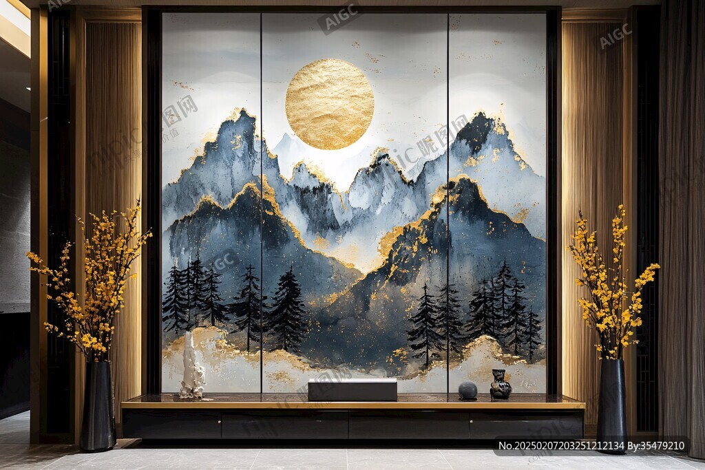 巨幅現(xiàn)代山水屏風(fēng)