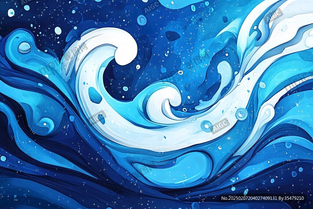 插畫水波